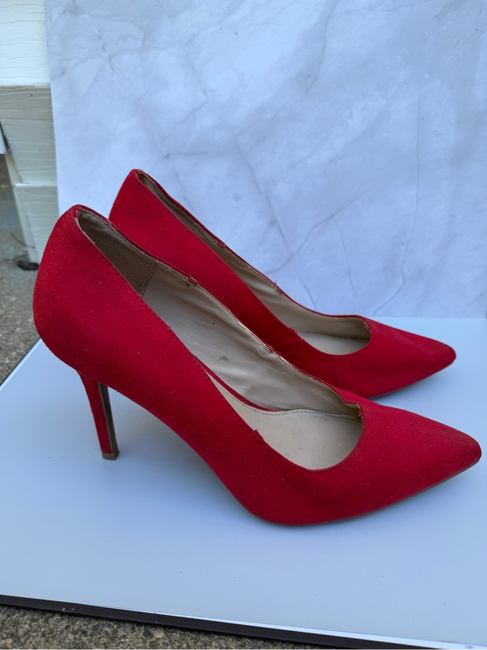 Brash Red Pointed-Toe Stiletto Pumps